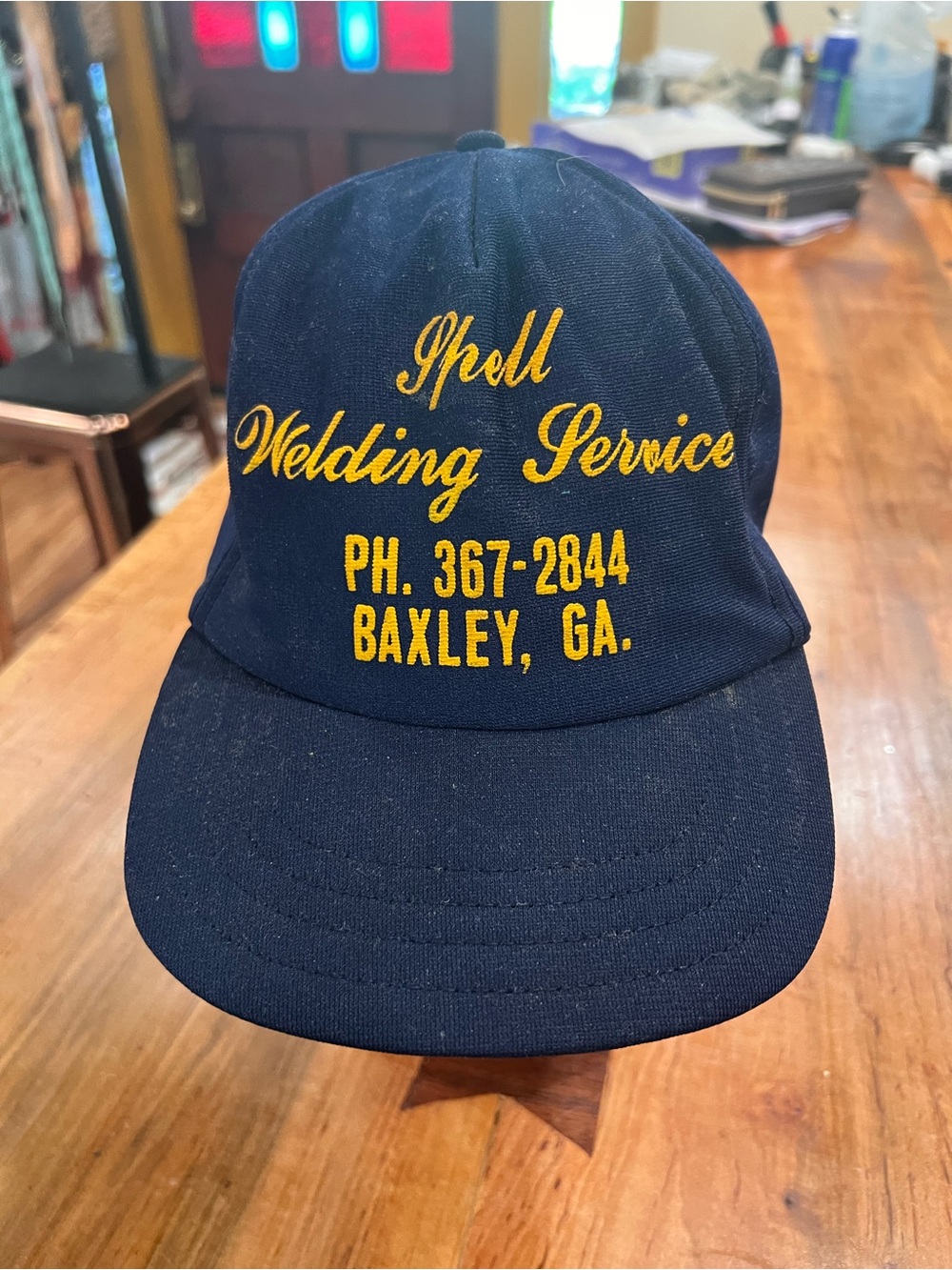 Shell Welding Service Navy Baseball Cap with Yellow Embroidery